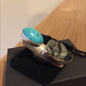 Turquoise and Hematite ring